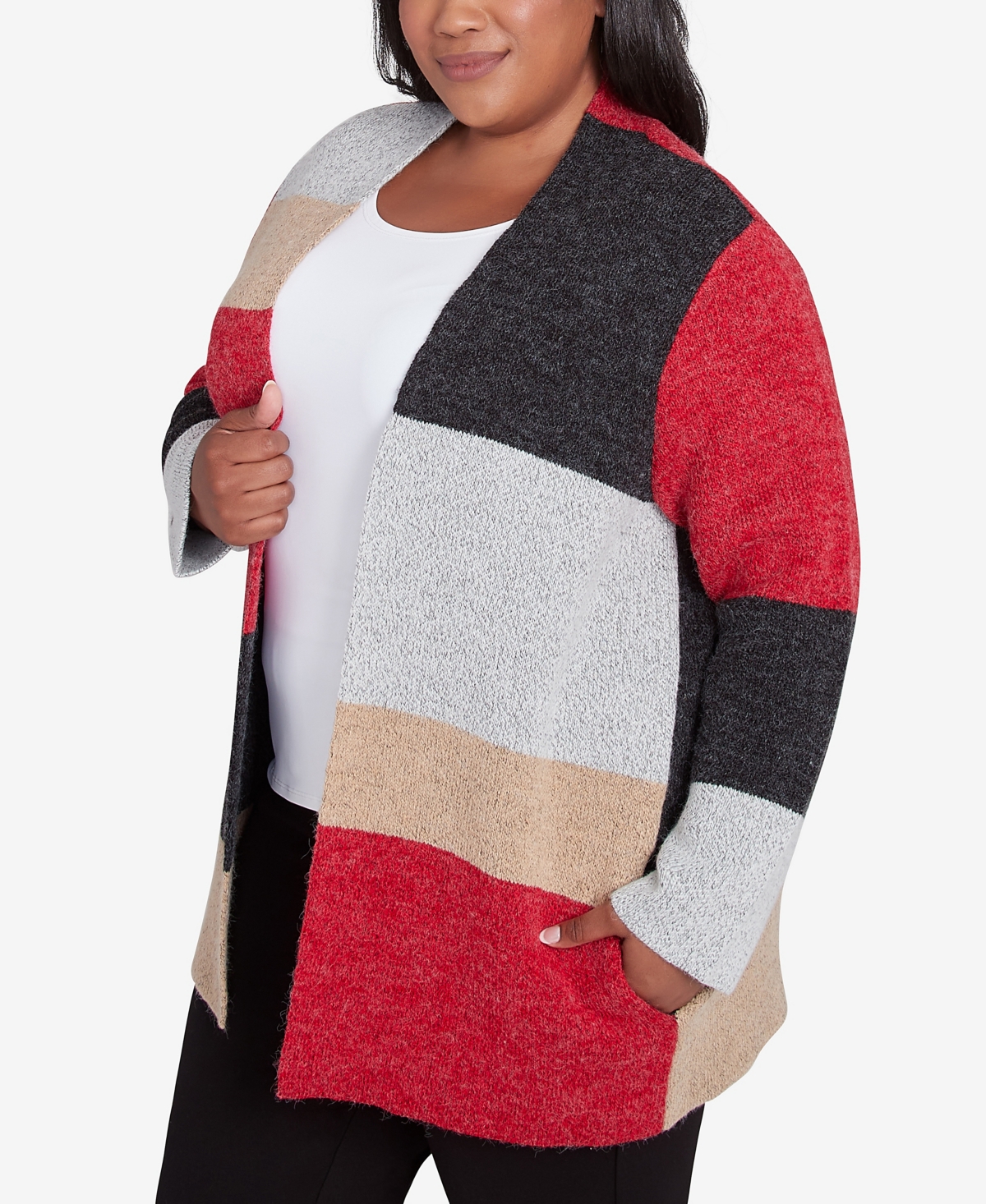 Alfred Dunner Plus Size Runway Ready Colorblock Cardigan Sweater
