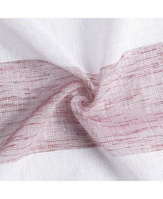 Metallic Semi Sheer Rugby Striped Grommet Top Window Curtains - 38 in. W x 84 in. L, Blue