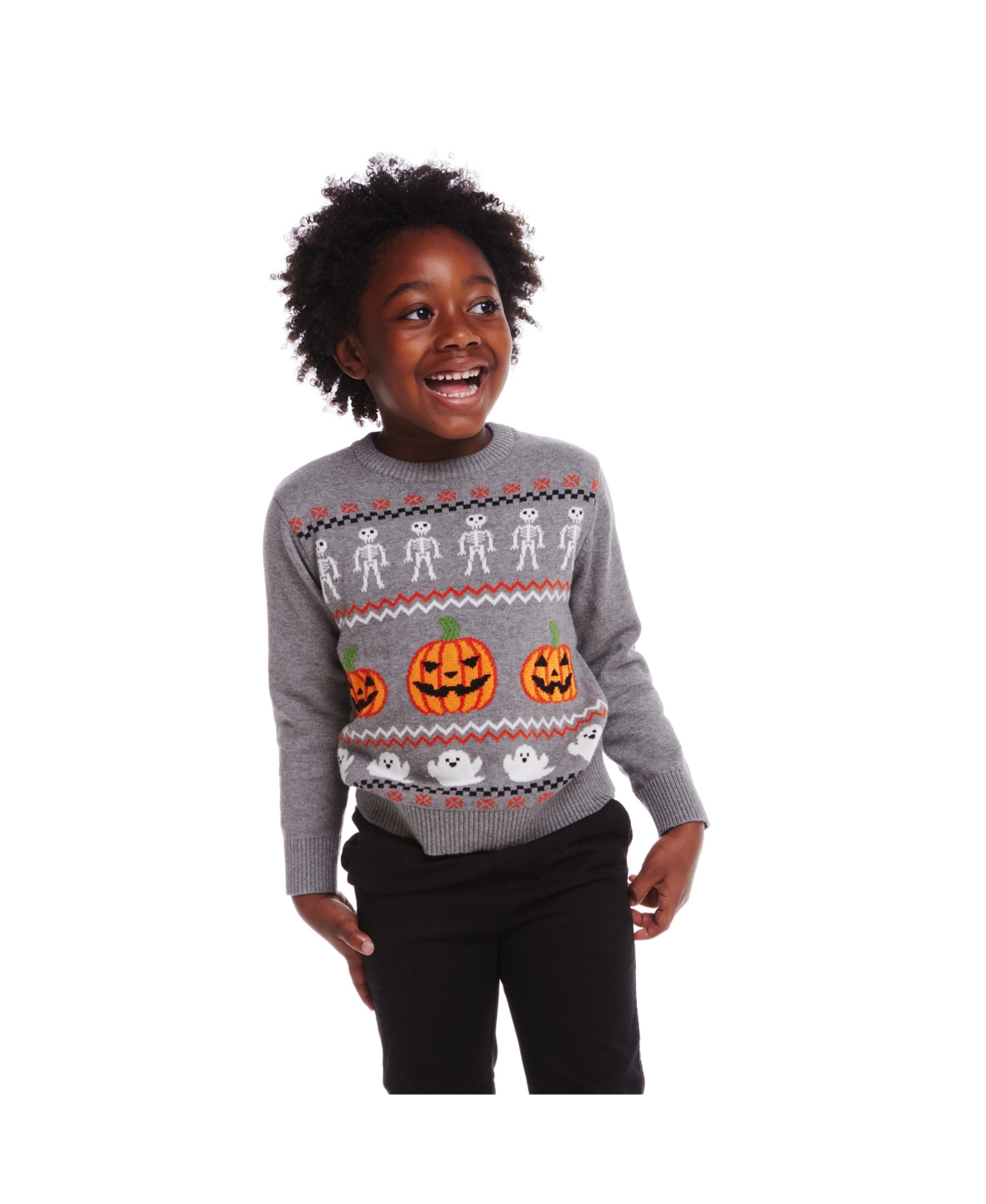 Andy & Evan Toddler Boys Toddler/ChildIntarsia Halloween Sweater - Grey