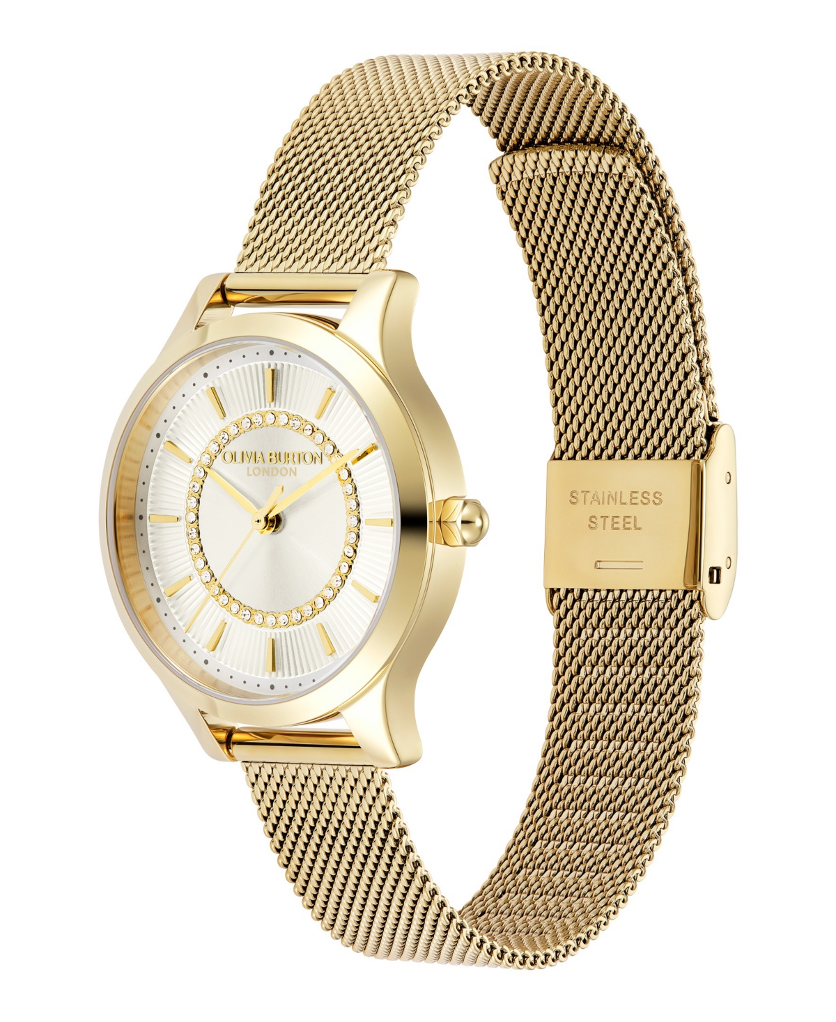 Olivia Burton Women's Wonder Lust Gold-tone Stainless Steel Mesh Bracelet Watch 30mm In Gold