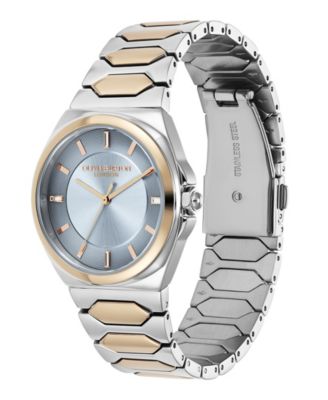 Women's Lustre Silver and Rose Gold-Tone Stainless Steel Bracelet Watch 34mm