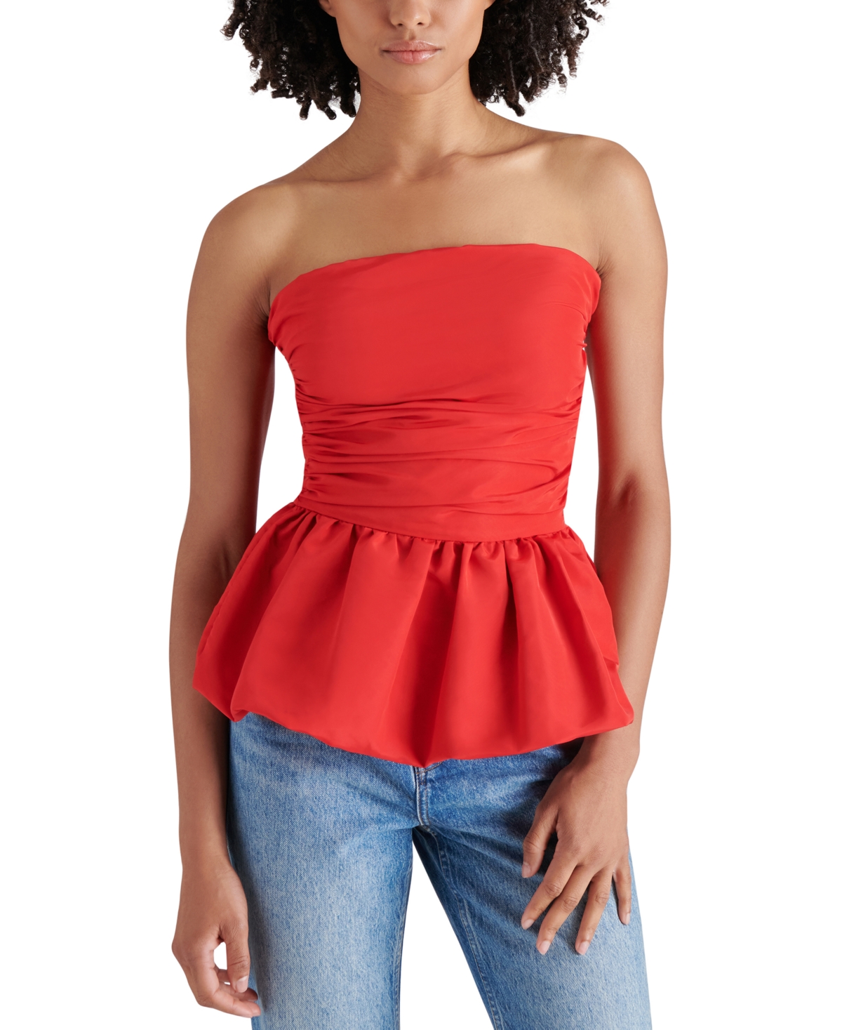 Steve Madden Women's Amari Strapless Bubble-Hem Top