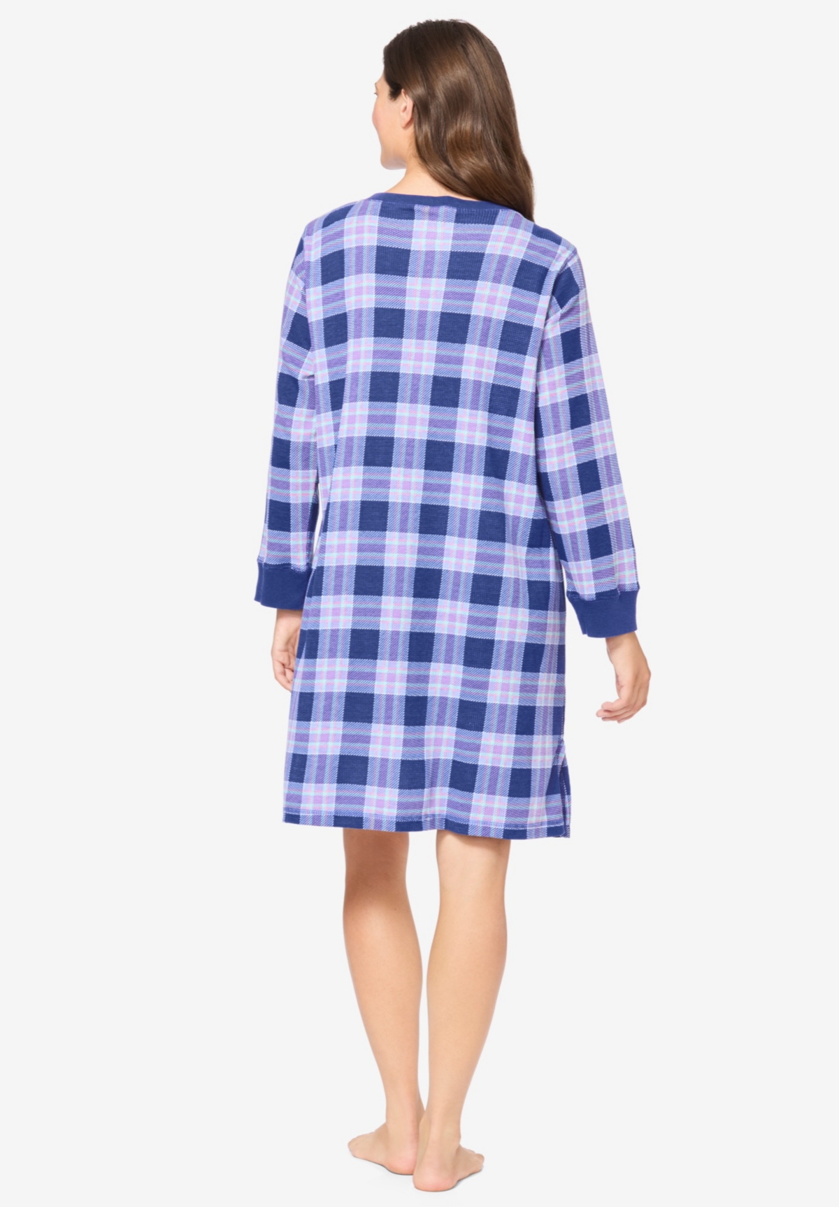 Dreams & Co. Plus Size Thermal Henley Sleepshirt