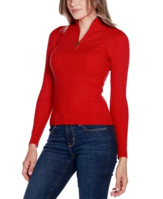 Women's Black Label Ribbed Mock Neck Half-Zip Sweater