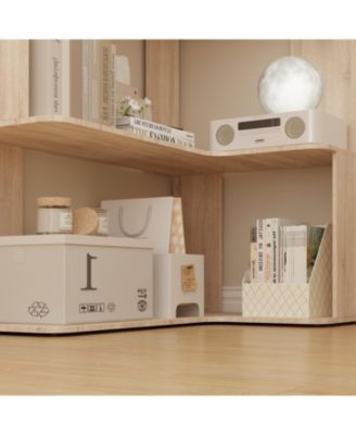 7-Shelves Accent Bookcase, Open Back Bookshelf, Corner Bookcase