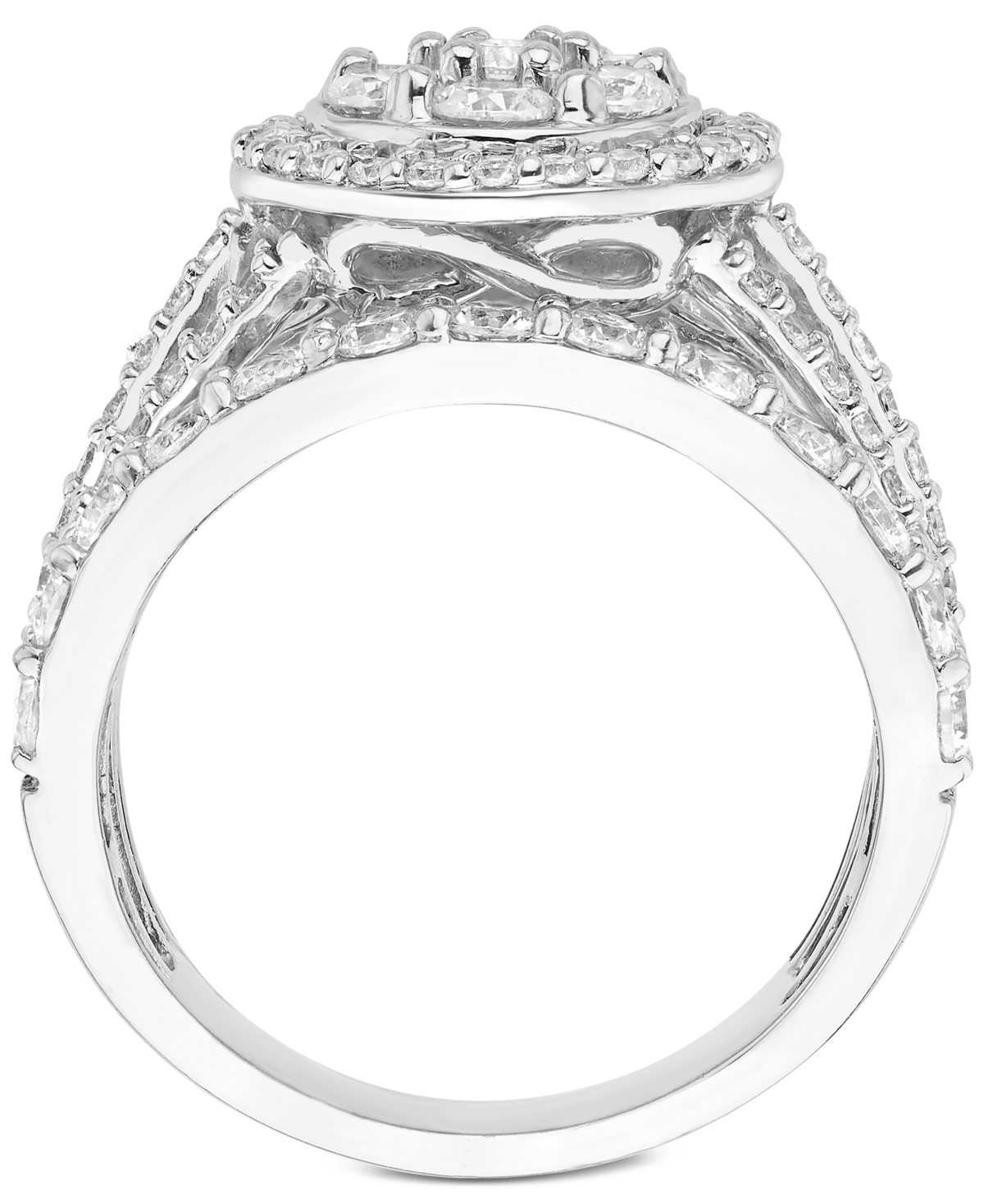 Macy's Diamond Multirow Cluster Ring (3 Ct. T.w.) In 14k White Gold In White Gold