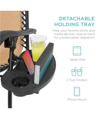 Set of 2 Zero Gravity Lounge Chair Recliners for Patio, Pool w/ Cup Holder Tray