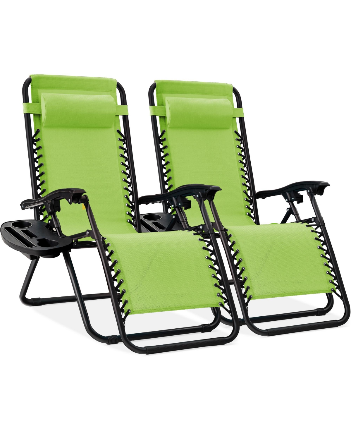 Best Choice Products Set of 2 Zero Gravity Lounge Chair Recliners for Patio, Pool w/ Cup Holder Tray