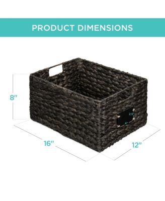 Set of 2 16in Woven Water Hyacinth Pantry Baskets w/ Chalkboard Label, Chalk Marker