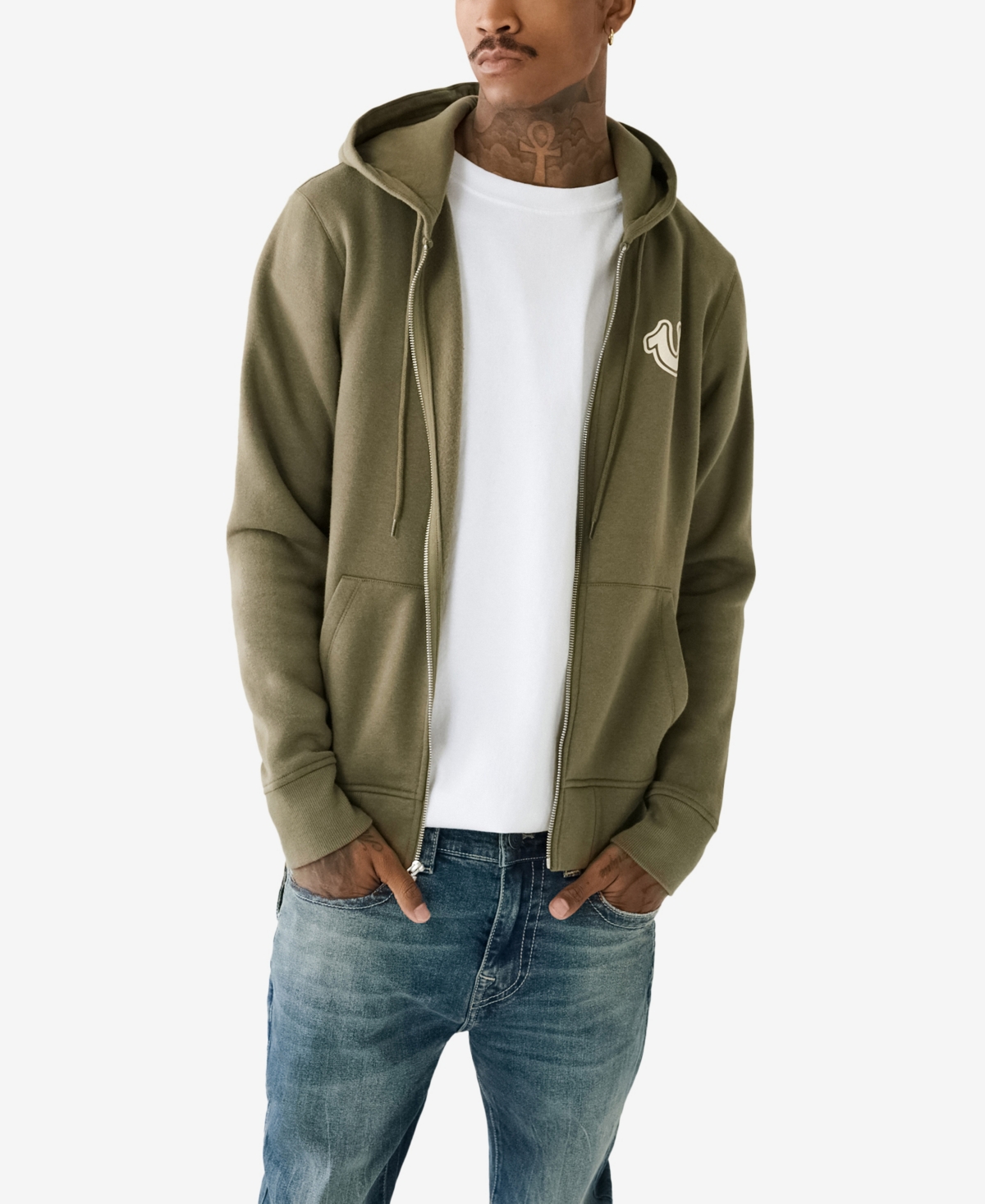 True Religion Men's Core Zip-Front Logo Hoodie