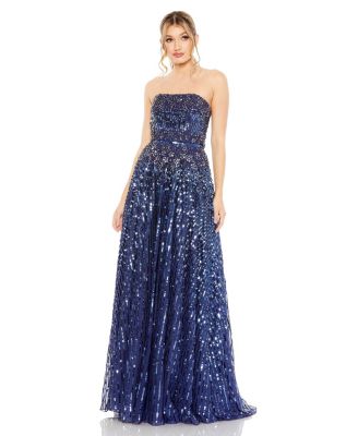 Mac Duggal Women's Strapless Hand Embellished Beaded A Line Gown - Macy's