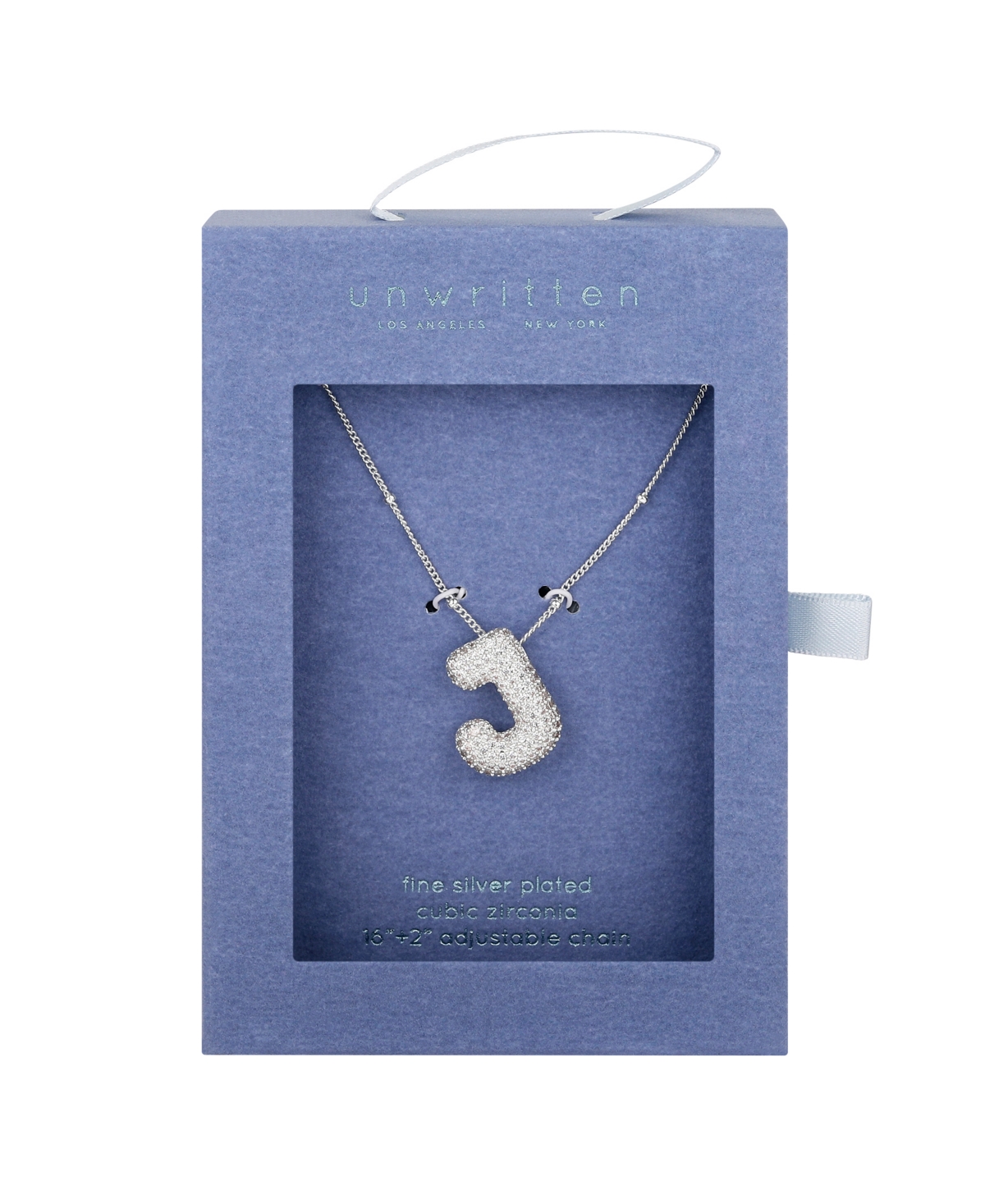 Unwritten Cubic Zirconia Bubble Initial Pendant Necklace In Silver-j
