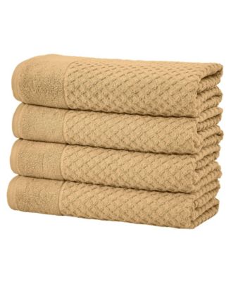 Quick-Drying Cotton Diamond Waffle Textured 4-Piece Bath Towel Set