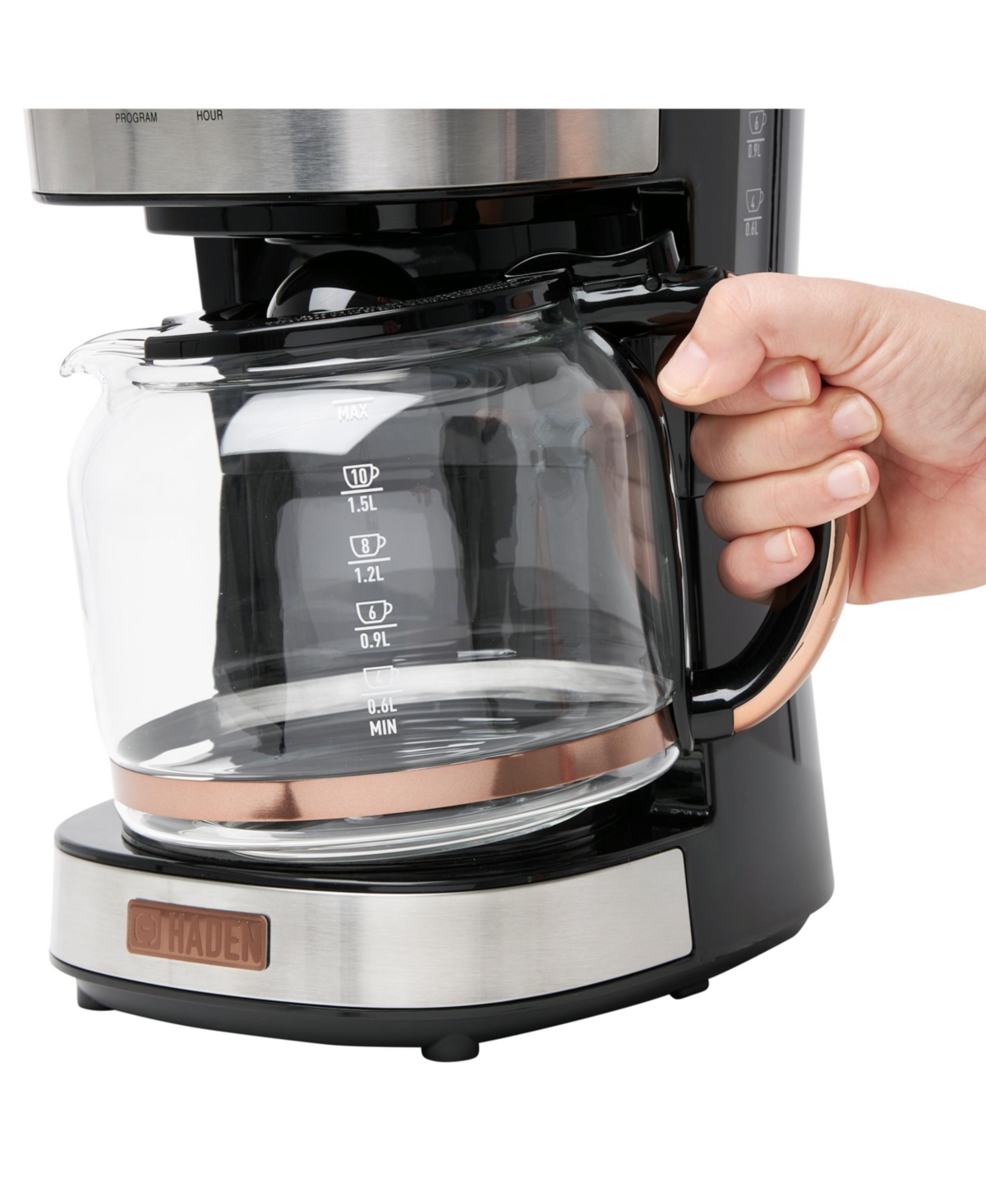 Haden Programmable 12-cup Coffee Maker In Black,copper