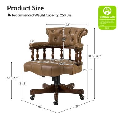 Viktor Traditional Genuine Leather Executive Chair with Nailhead Trims