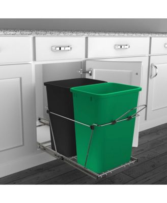 Double Pullout Trash Can 35 qt. for Kitchen, Green, RV-18KD-1918C-S