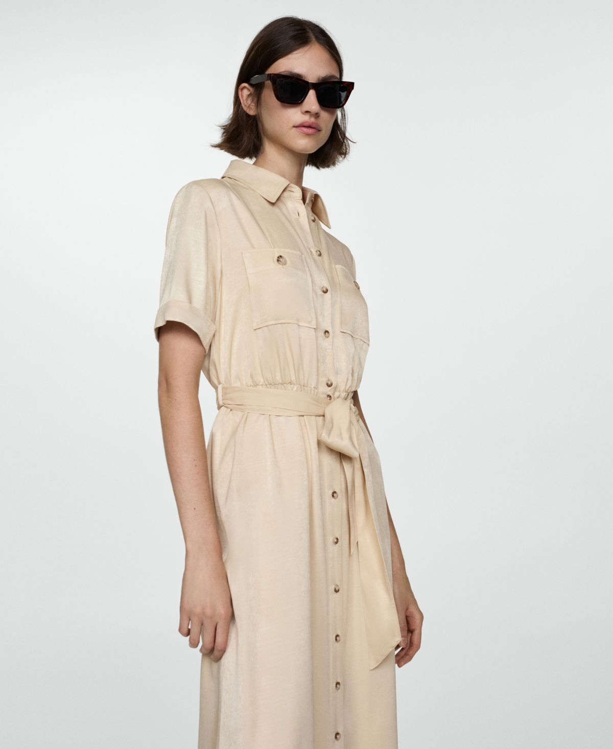 Mango Satin Shirt Dress Blue In Blue