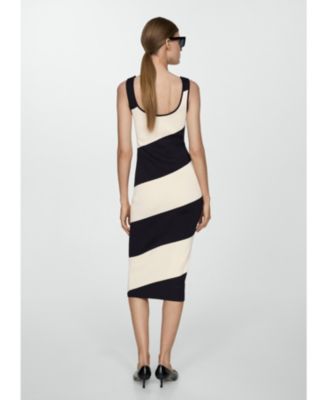 Women's Striped Knitted Midi-Dress