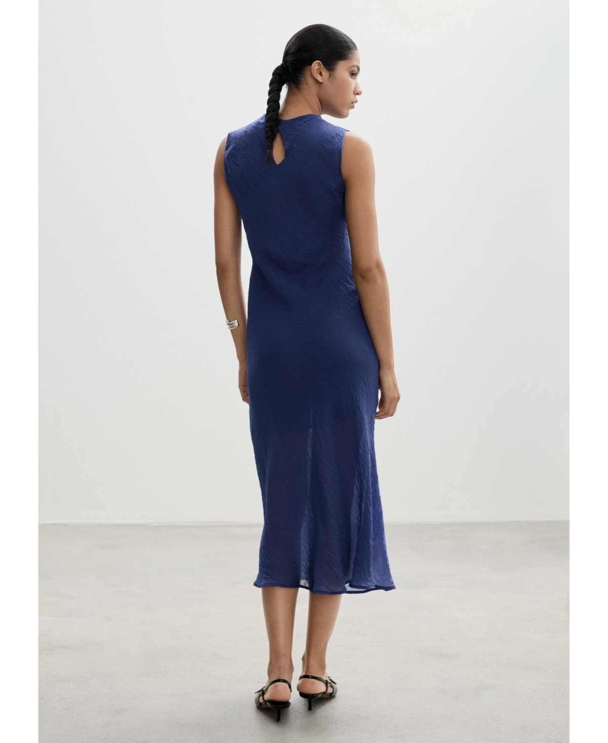 Mango Robe Longue Lyocell In Blue