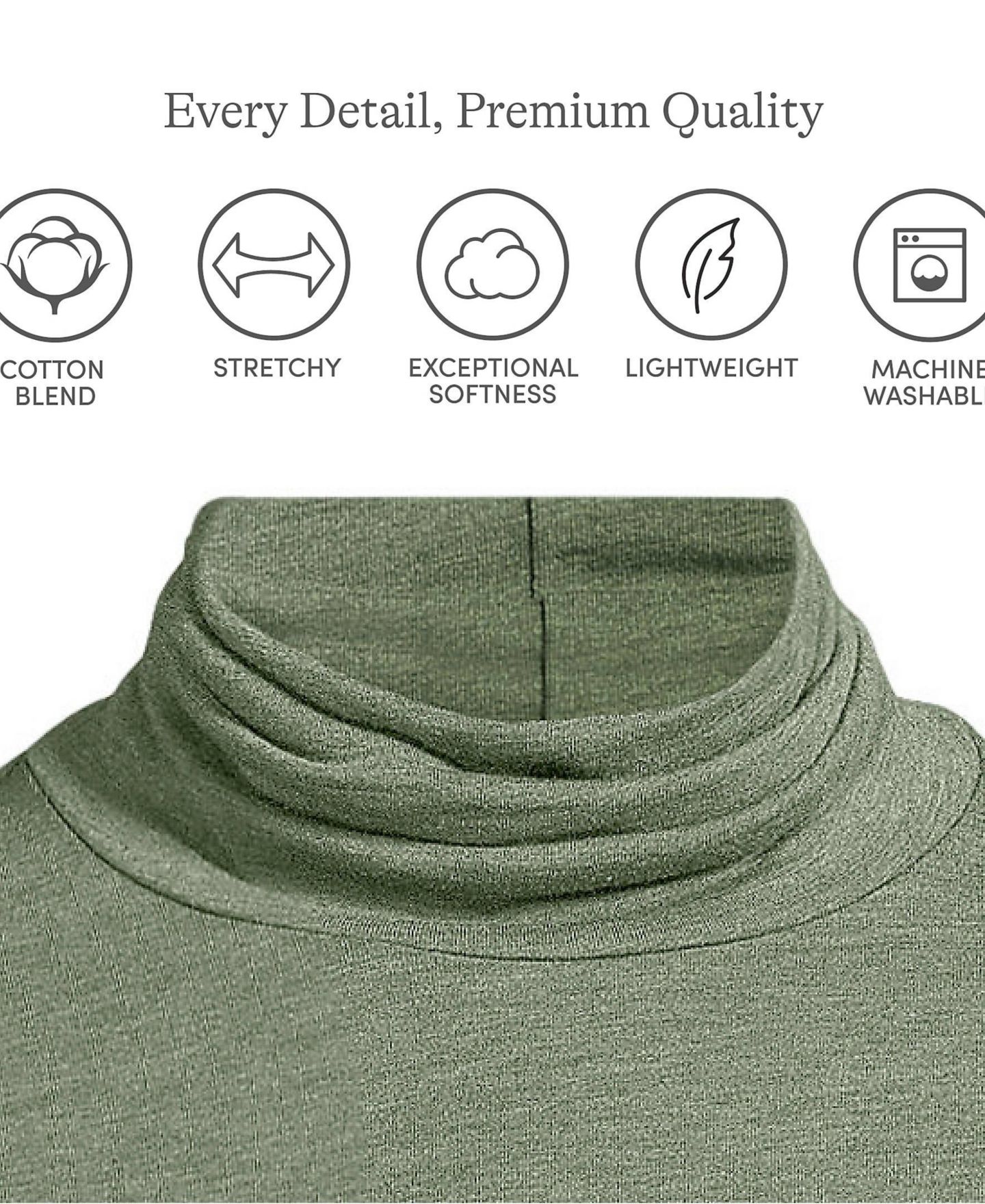 Женский топ Lands' End Lightweight Jersey Long Sleeve Turtleneck, цвет: Зелёный меланжевый — фото 2