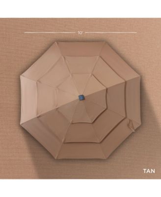 10ft 3-Tier Solar Patio Umbrella w/ 24 LED Lights, Tilt Adjustment, Easy Crank