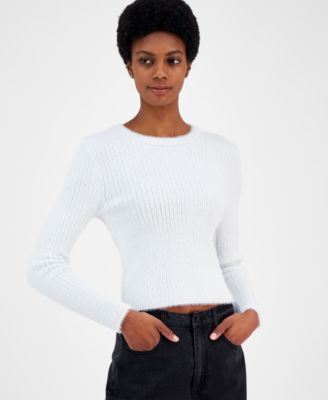 Madden Girl - Juniors' Eyelash Shrunken Crewneck Sweater