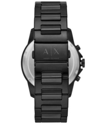 Men's Quartz Chronograph Black Stainless Steel Watch 44mm