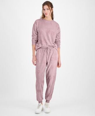 Love Tribe - Juniors' AC/DC Embossed Velour Jogger Pants