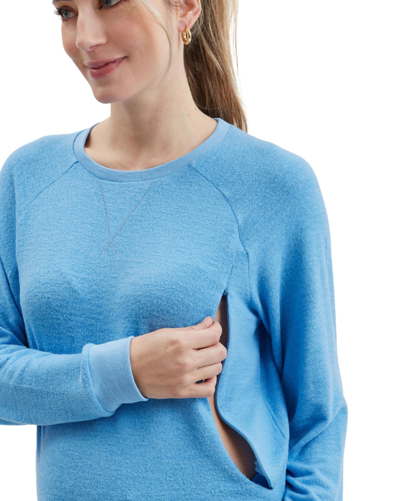 Женская толстовка NOM Maternity Heart On My Sleeve Hidden-Zip Nursing, цвет: Bluebell — фото 1