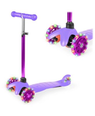 Kids Mini Kick Scooter Toy w/ Light-Up Wheels and Height Adjustable T-Bar