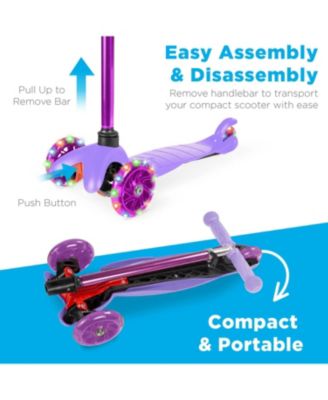 Kids Mini Kick Scooter Toy w/ Light-Up Wheels and Height Adjustable T-Bar