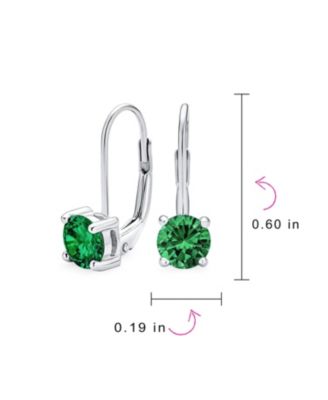 Traditional Round 1CT CZ Solitaire Drop Earrings Gold Plated .925 Sterling Silver Lever back