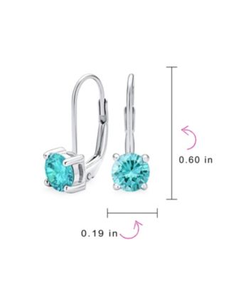 Traditional Round 1CT CZ Solitaire Drop Earrings Gold Plated .925 Sterling Silver Lever back