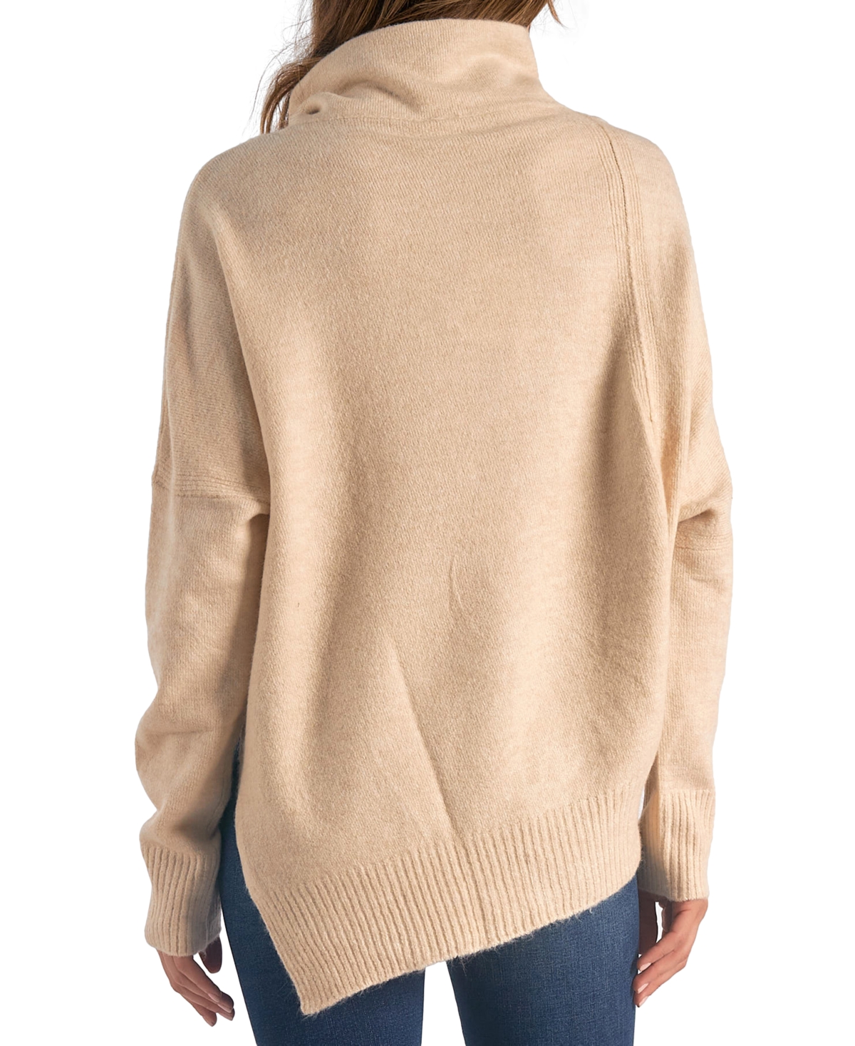 Elan Women's Asymmetric Mock-Neck Long-Sleeve Sweater