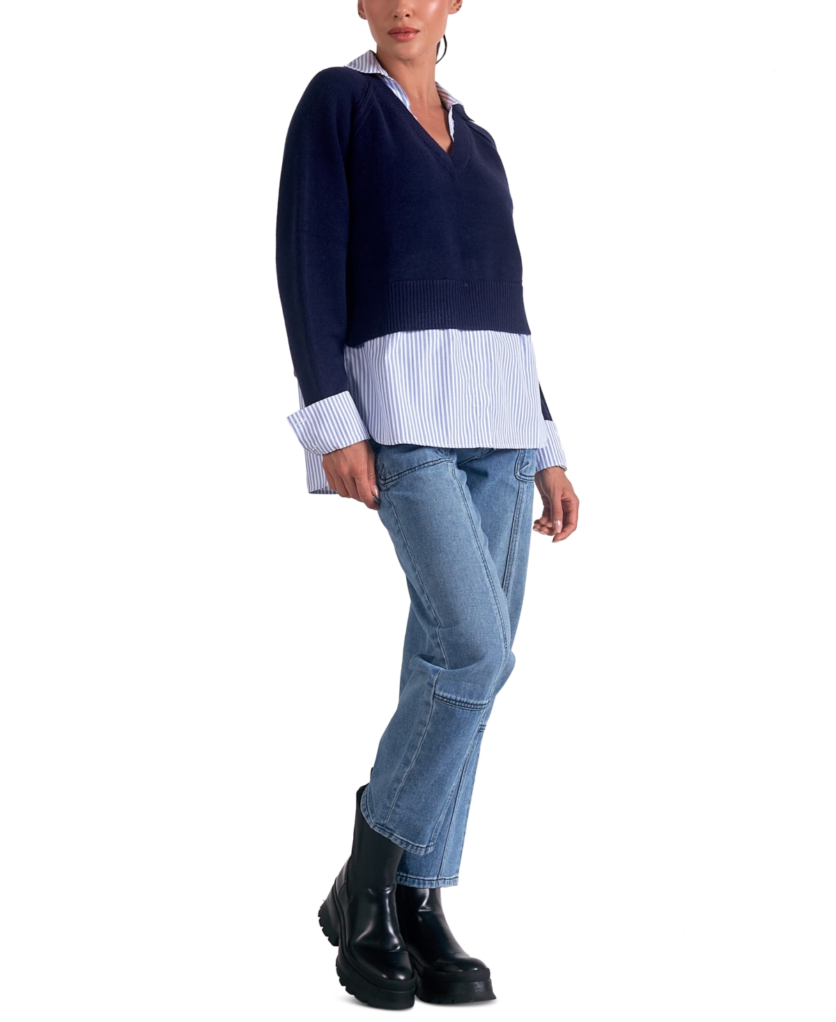 Elan Women's Long-Sleeve Layered-Look Sweater