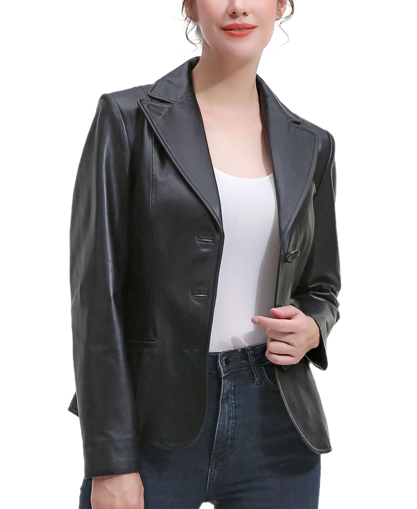 Женская куртка BGSD Norah Leather Blazer, цвет: Чёрный — фото 1