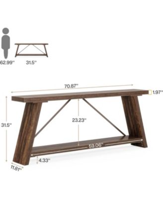 70.9 Inches Extra Long Sofa Table Behind Couch, Industrial Entry Console Table with Storage for Hallway, Entryway, Living Room