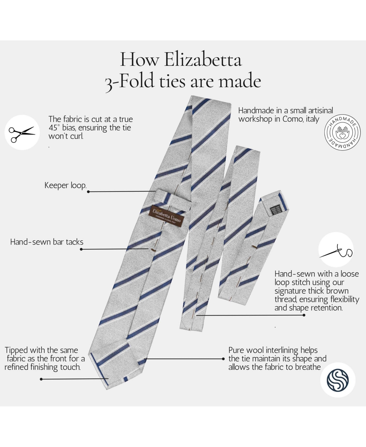Borromeo - Printed Silk Tie for Men - Navy