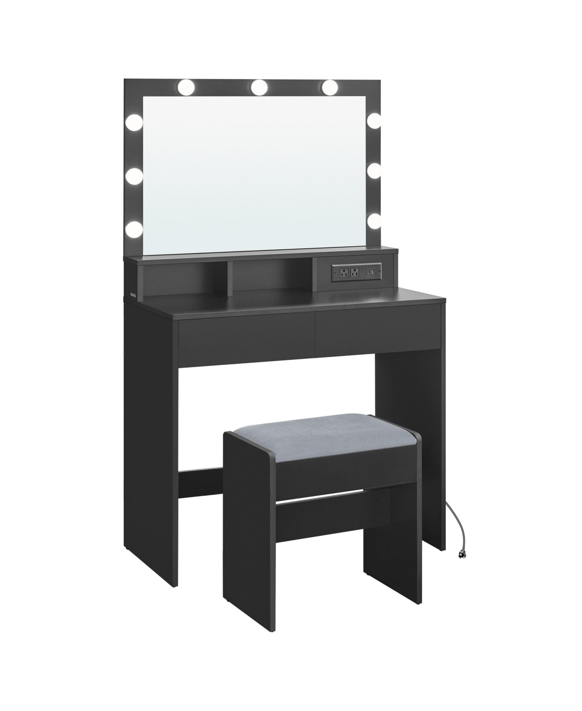 Slickblue Vanity Desk with Power Outlets, Makeup Vanity with Mirror and Lights