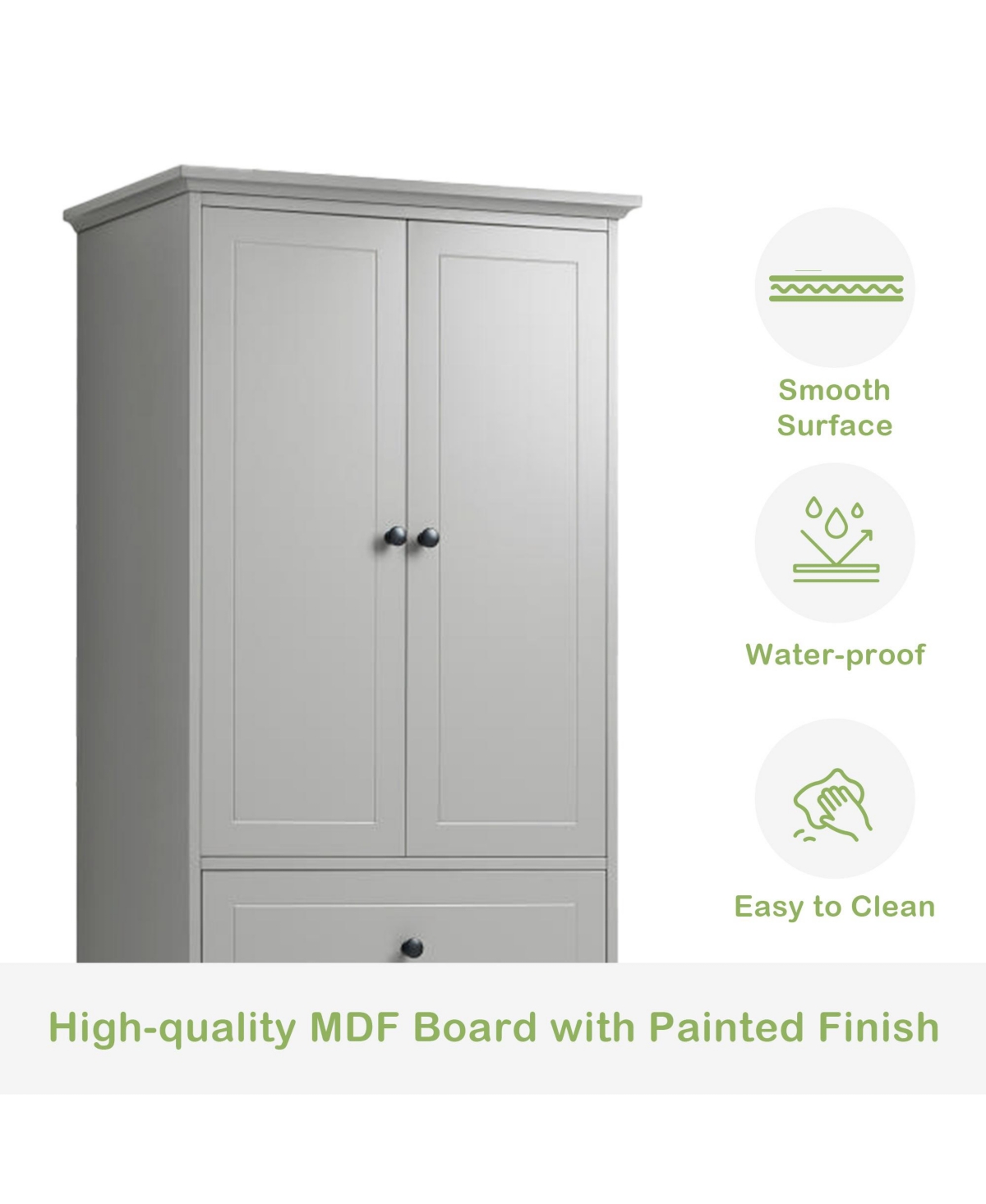 Slickblue Storage Cabinet with 2 Doors and 4 Drawers Stylish Bathroom Organizer for Ample Storage