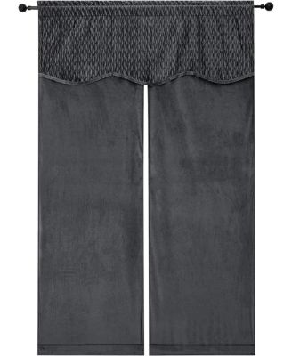 Christmas Essentials Light Filtering Complete Attached Velvet Window Curtains & Valance Set - Christmas Burgundy