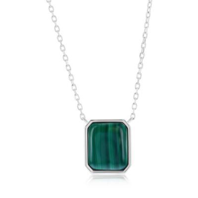 Sterling Rectangle Necklace (Available in Lapis, Malachite or Kyanite)