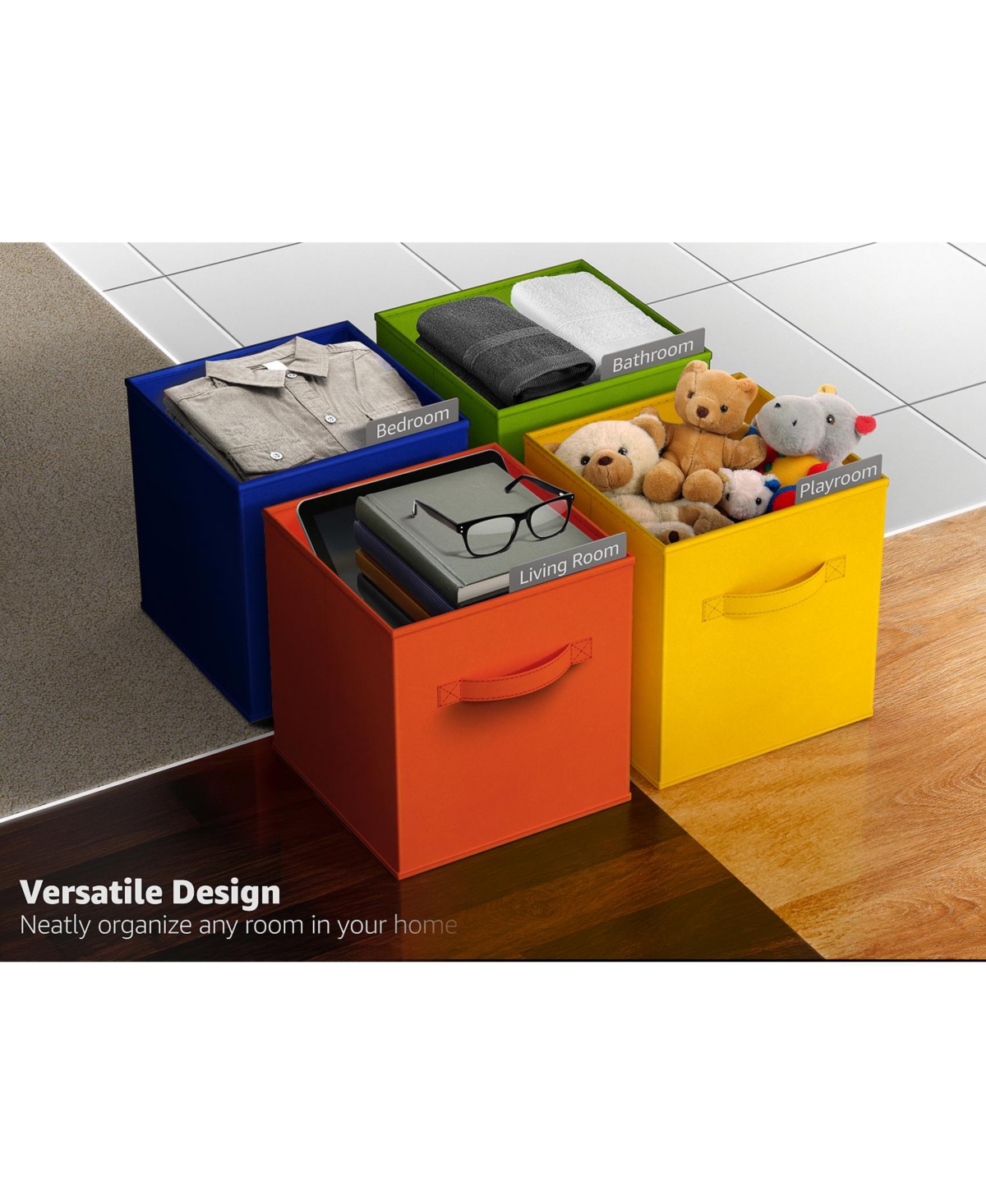 Sorbus 13 Inch 12 Pack Sturdy Collapsible Fabric Storage Cubes with Handle - for Organizing Clothes, Toys, Books, Shelves & more