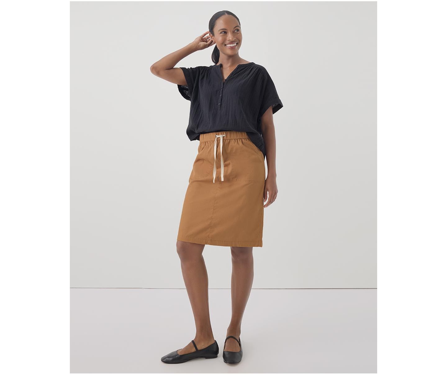 Женская юбка Pact Organic Cotton Daily Twill, цвет: Верблюжий — фото 6
