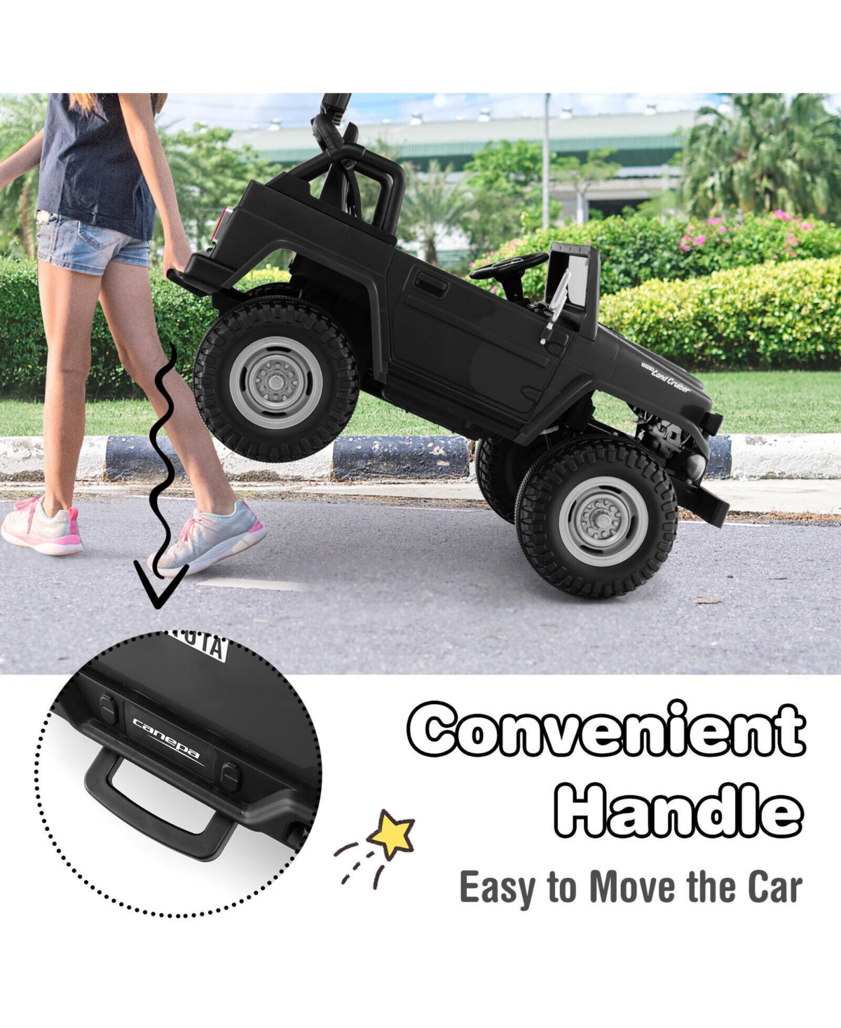 Gymax 2 Seater Ride On Truck Car 12V Licensed Toyota FJ40 Rc w/ Laser Light & Music Pink