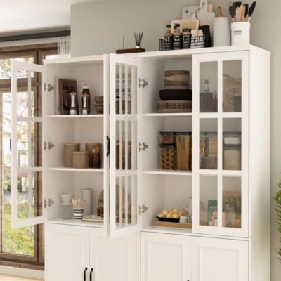 White Wooden 6 Shelves Standard Bookcase, Storage Cabinet