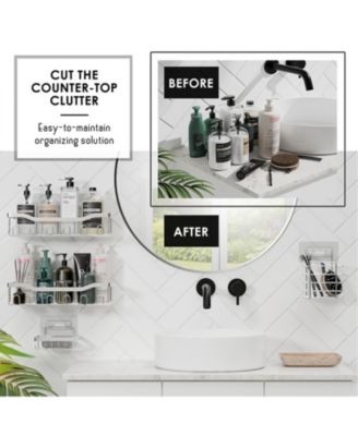 Premium Adhesive Shower Caddy & Bathroom Organizer - Grey