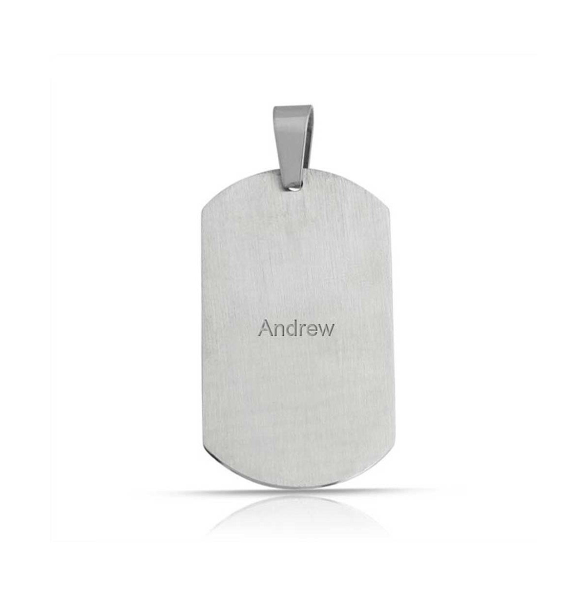 Bling Jewelry GeometricCZ Dog Tag Pendant Necklace Stainless Steel With Chain 24 Inch