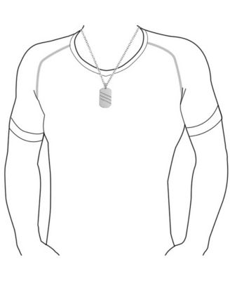 GeometricCZ Dog Tag Pendant Necklace Stainless Steel With Chain 24 Inch