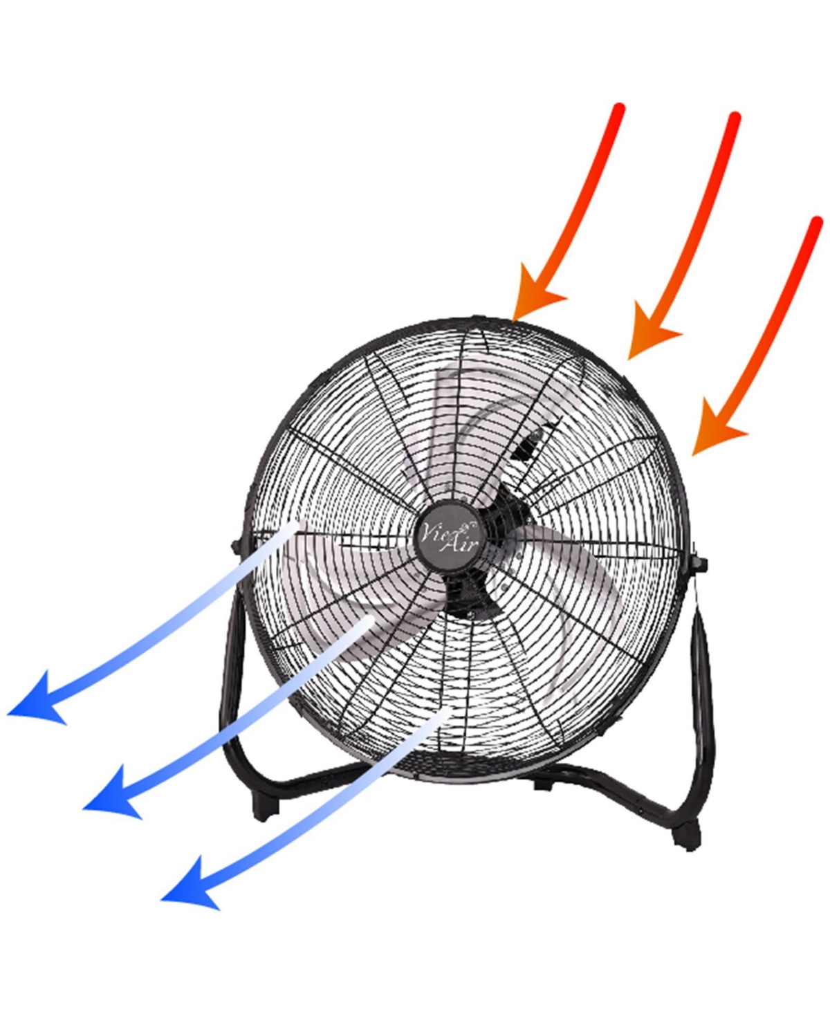 Vie Air Industrial High Velocity Heavy Duty Metal Floor Fan with 3 Speed Settings
